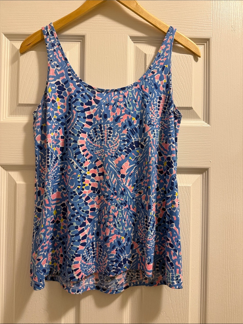Lilly Pulitzer Blue Mosaic print Pima-cotton tank   XS GUC